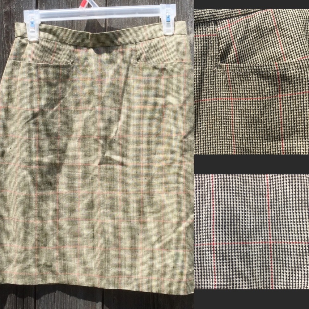 Classic A-Line Silk & Linen Plaid Mini skirt career